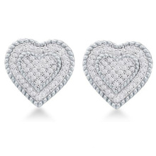 Earrings del corazón 925 joyería de la plata esterlina ajuste micro